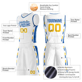 Custom Reversible White Basketball Uniform Personailzed Printed Athletic Sports Shirts Mesh Jersey
